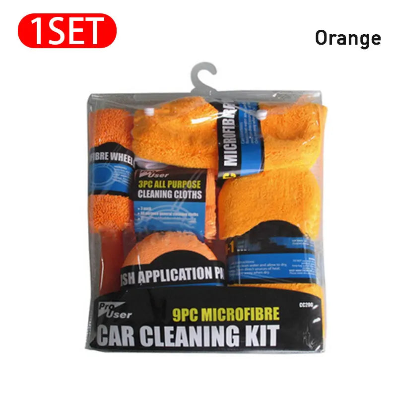 SEAMETAL 9-in-1 Car Wash Cleaning Kit — Microfiber Towels, Wash Glove, Sponge & Applicator Pads