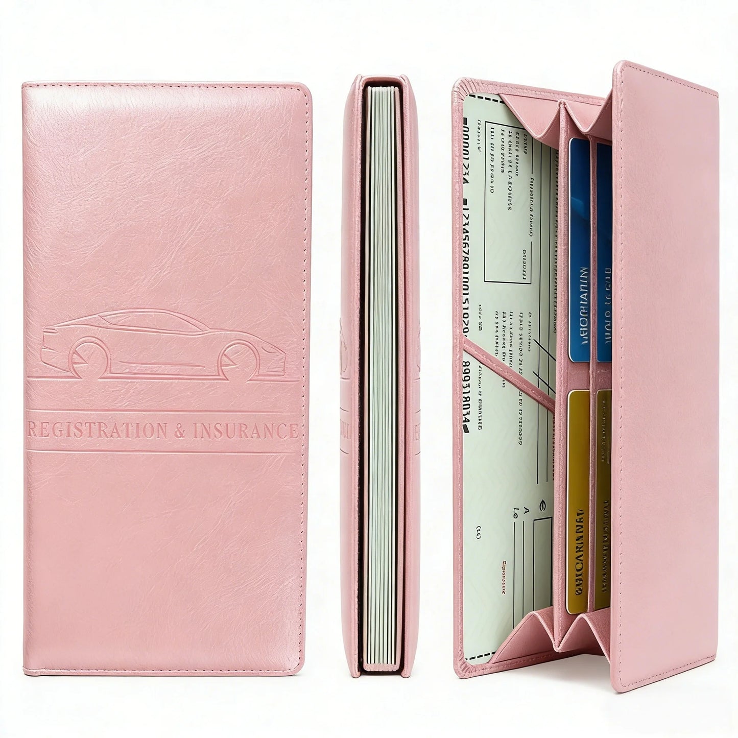 1pc PU Leather Car Registration & Insurance Card Holder, Multifunctional PU Leather Card Case, Magnetic Closure Car Document Wallet, Unisex, Multiple Colors Available