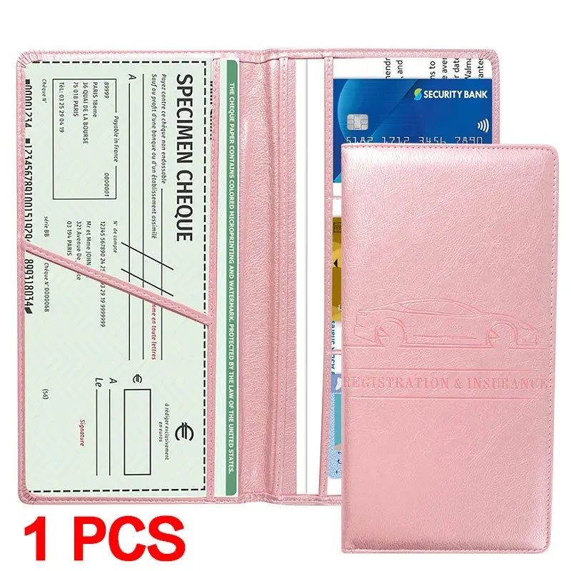 1pc PU Leather Car Registration & Insurance Card Holder, Multifunctional PU Leather Card Case, Magnetic Closure Car Document Wallet, Unisex, Multiple Colors Available