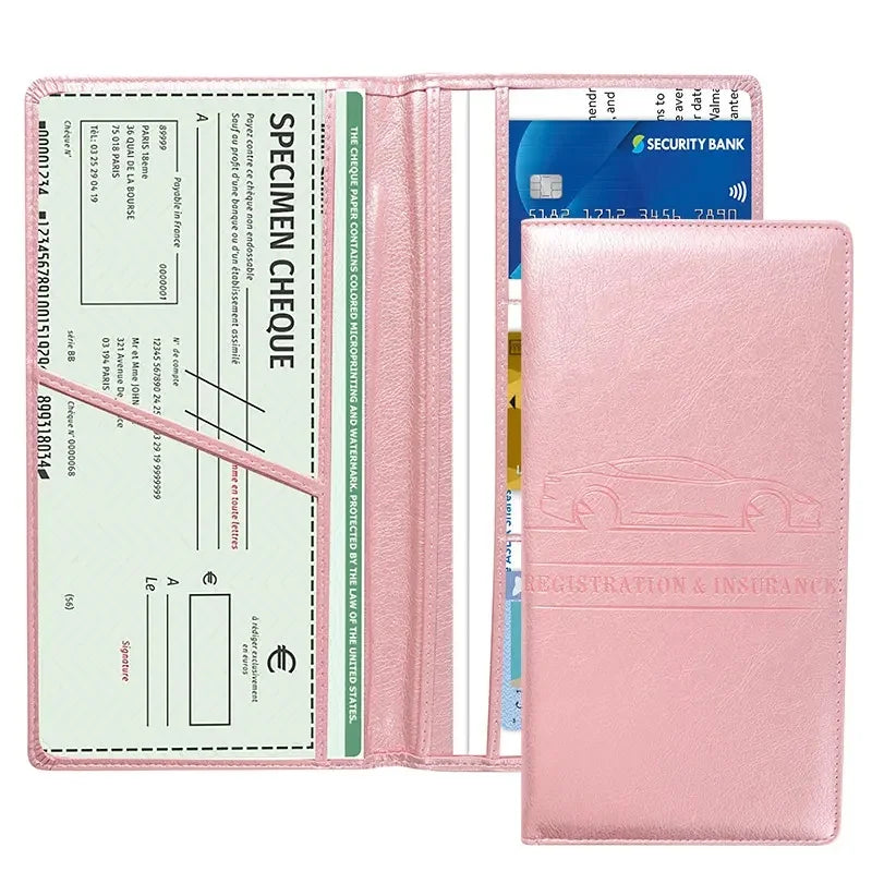 1pc PU Leather Car Registration & Insurance Card Holder, Multifunctional PU Leather Card Case, Magnetic Closure Car Document Wallet, Unisex, Multiple Colors Available