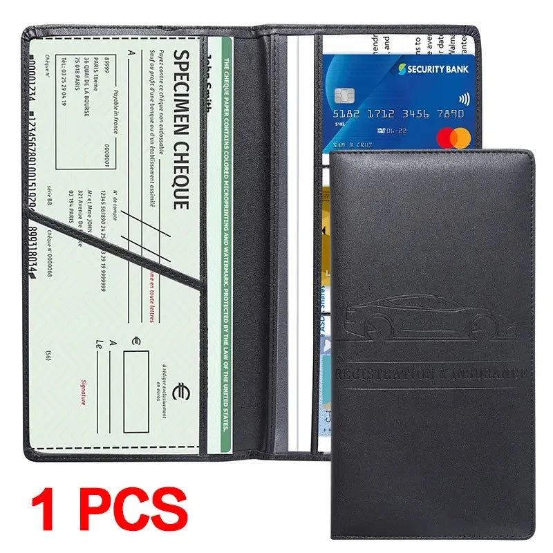 1pc PU Leather Car Registration & Insurance Card Holder, Multifunctional PU Leather Card Case, Magnetic Closure Car Document Wallet, Unisex, Multiple Colors Available