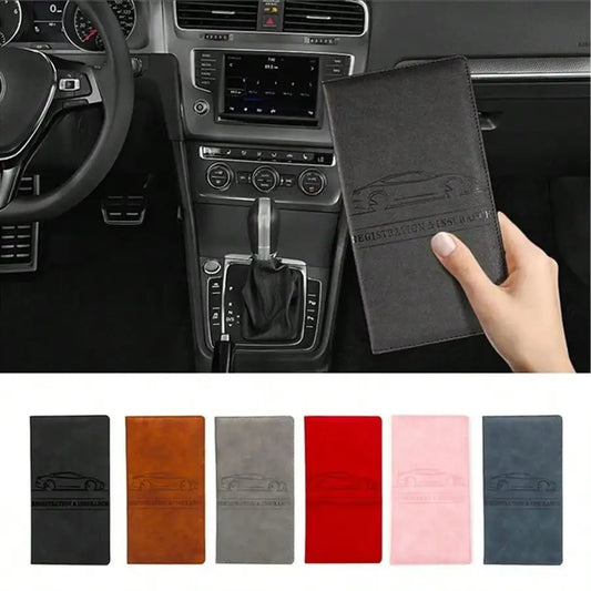 Car Registration & Insurance Card Holder — PU Leather Document Wallet with Magnetic Closure