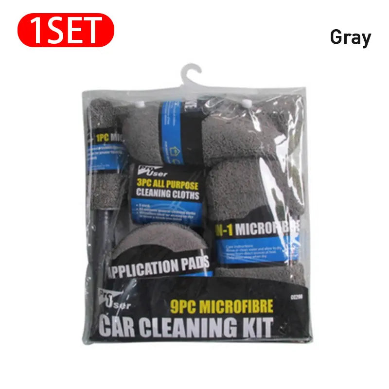 SEAMETAL 9-in-1 Car Wash Cleaning Kit — Microfiber Towels, Wash Glove, Sponge & Applicator Pads