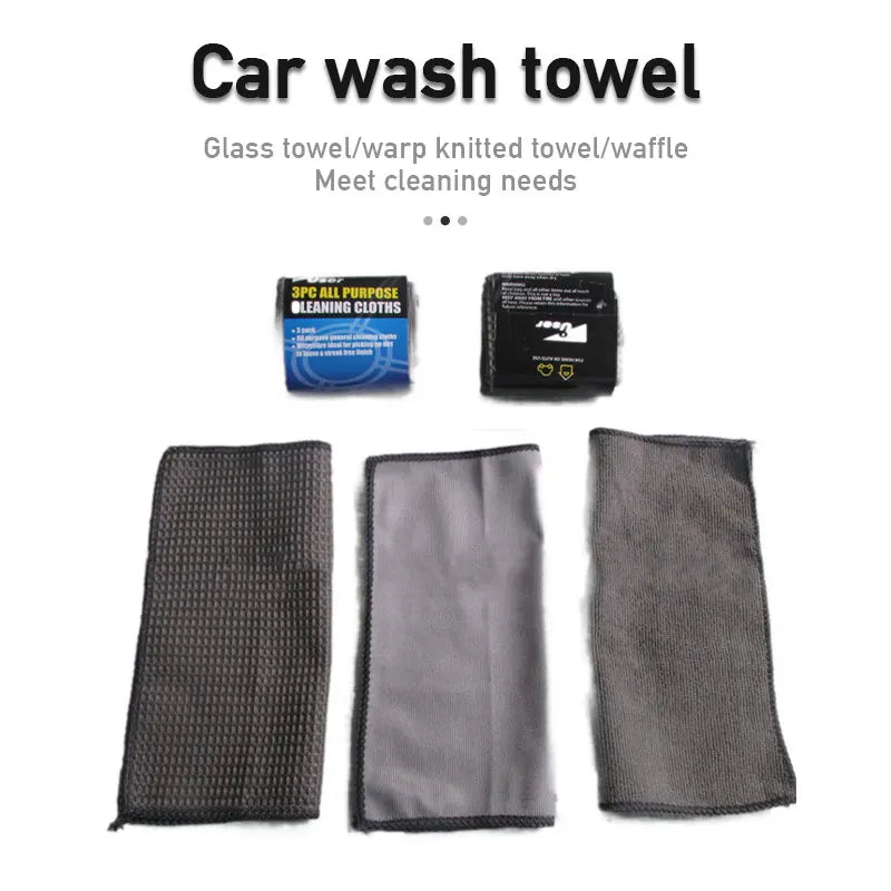 SEAMETAL 9-in-1 Car Wash Cleaning Kit — Microfiber Towels, Wash Glove, Sponge & Applicator Pads