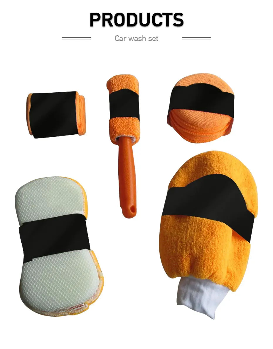 SEAMETAL 9-in-1 Car Wash Cleaning Kit — Microfiber Towels, Wash Glove, Sponge & Applicator Pads