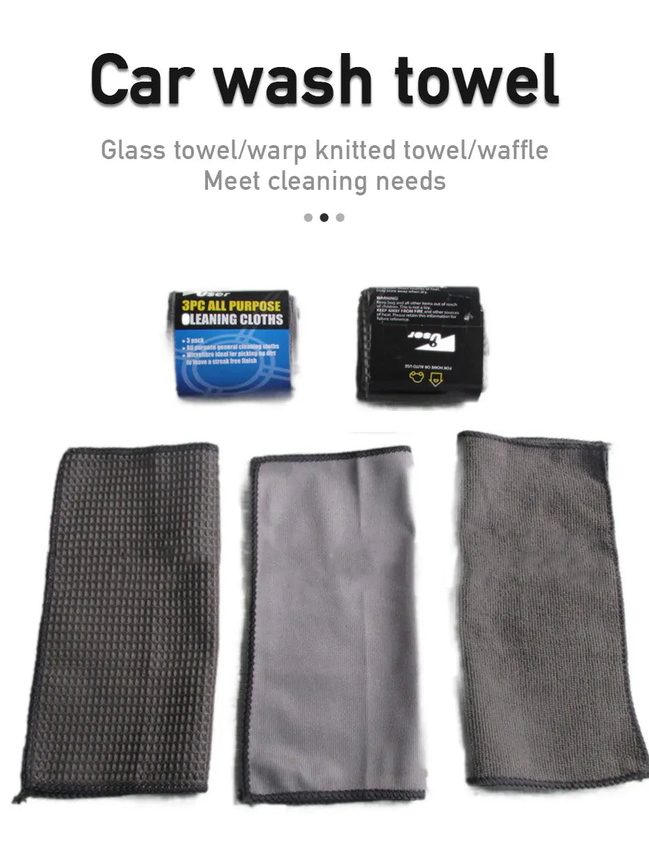 SEAMETAL 9-in-1 Car Wash Cleaning Kit — Microfiber Towels, Wash Glove, Sponge & Applicator Pads