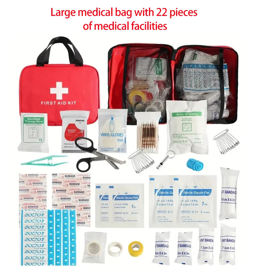 Advanced First Aid Kit — 22-Piece Emergency Survival Kit for Families & Outdoors