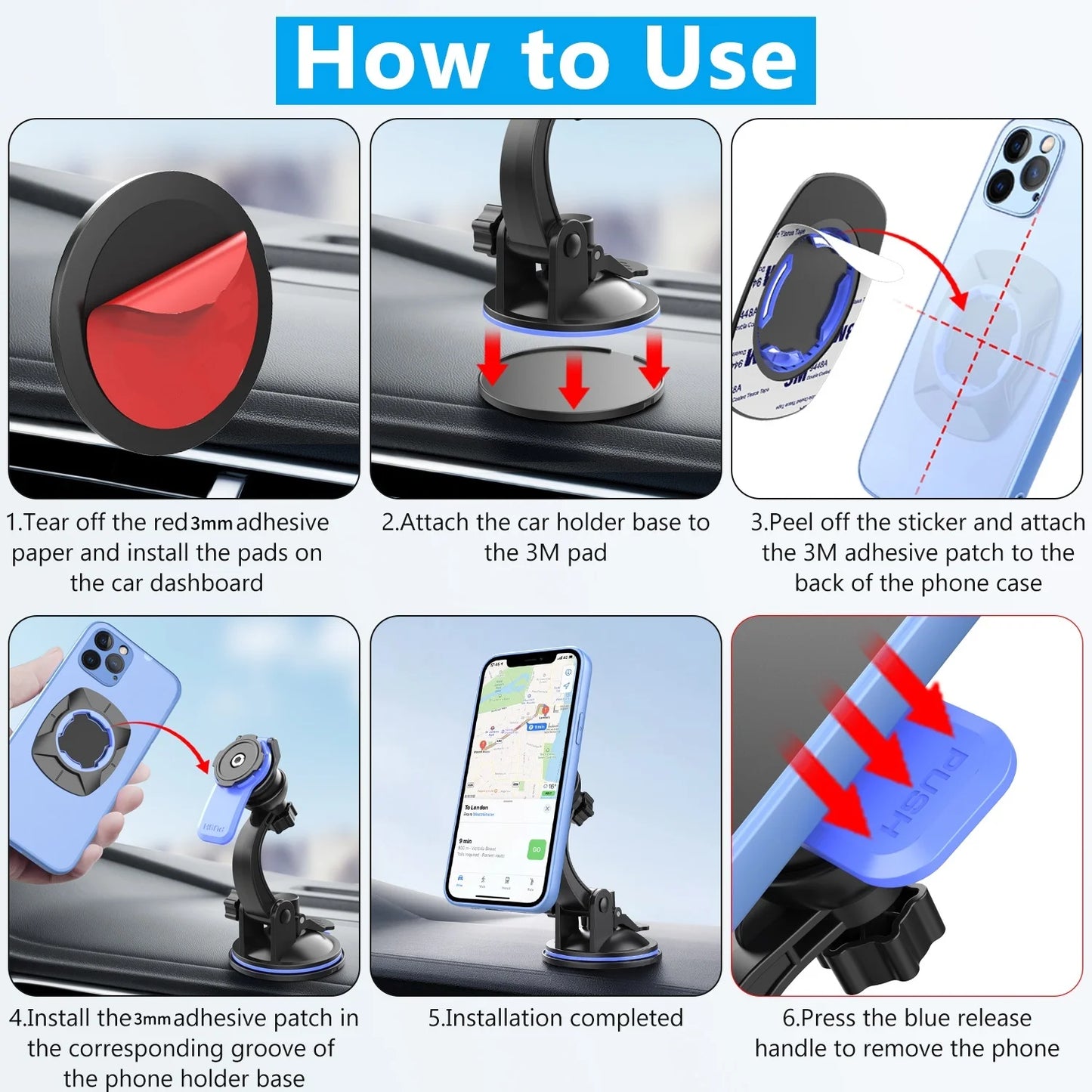 Universal Phone Holder 360° Rotatable — Car Dashboard, Windshield, Bike & Motorcycle Handlebar Mount