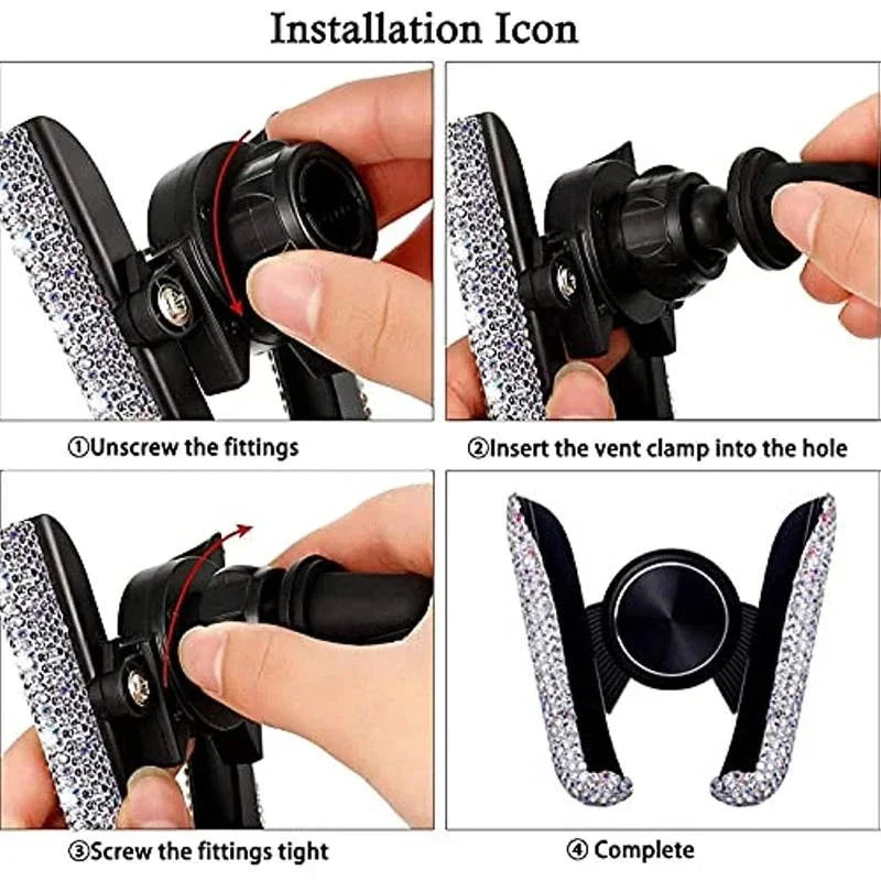 Car Phone Holder Diamond Crystal Car Air Vent Mount Clip Mobile Phone Holder Stand in Auto Bracket Interior Accessories