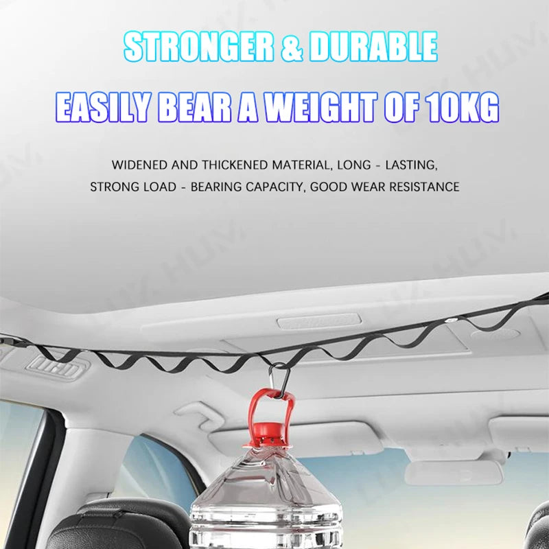 Portable Car Clothes Hanger Rope 10KG Large-Bearing Car Clothesline 83cm-119cm Adjustable Clothes Storage Hanger for Traveling