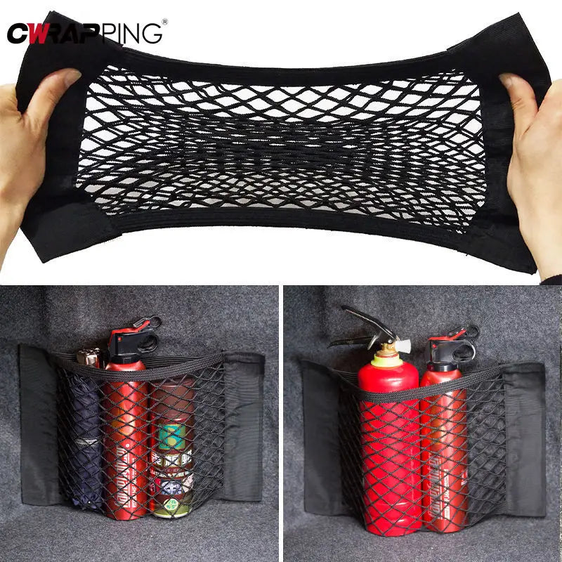 Car Trunk Nylon Mesh Net Organizer — Elastic Storage Bag for Auto Back & Rear Trunk
