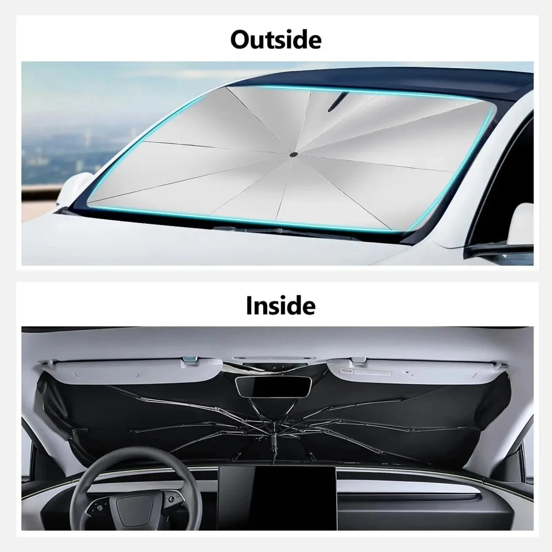 Car Windshield Sun Shade Umbrella [2026 Upgrade Sun Protection & Keep Cool] Protect Interior, 360° Flex Handle Sun Shield Sunshade, Medium  for Most Car