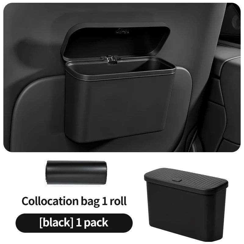 Multifunctional Car Trash Can with Lid Button Hanging Storage Bin for Wet and Dry Use Auto Interior Accessories Organizer Box