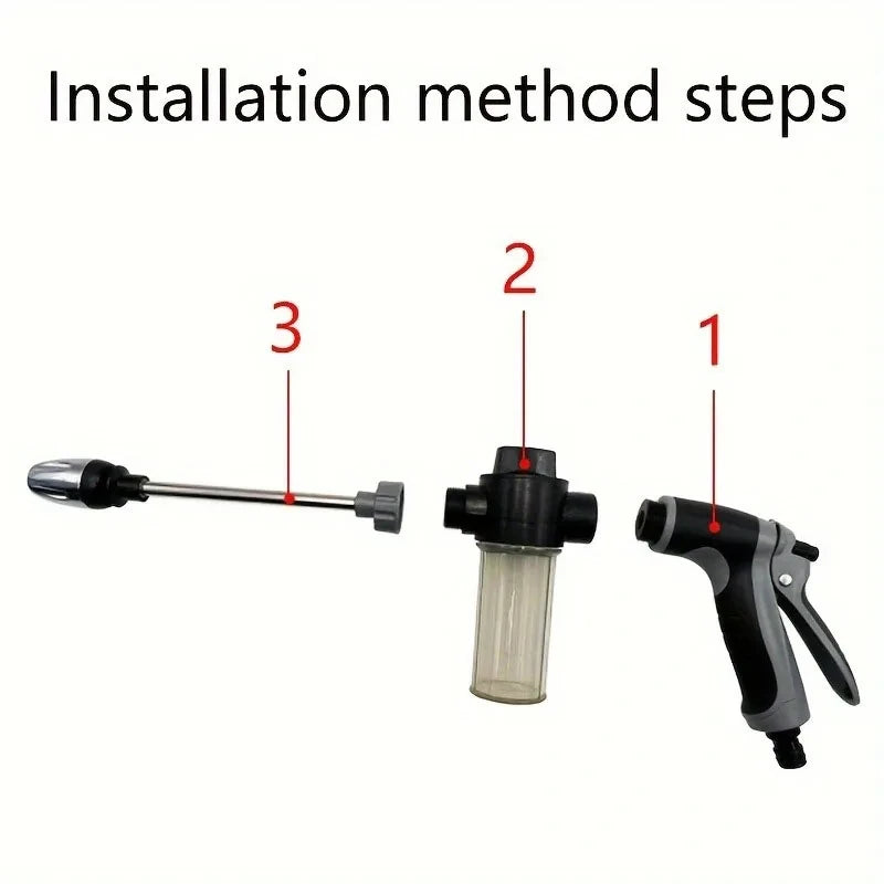 High-Pressure Car Wash & Garden Water Gun — Multifunctional Hose Nozzle | 3/4" Connection | Black