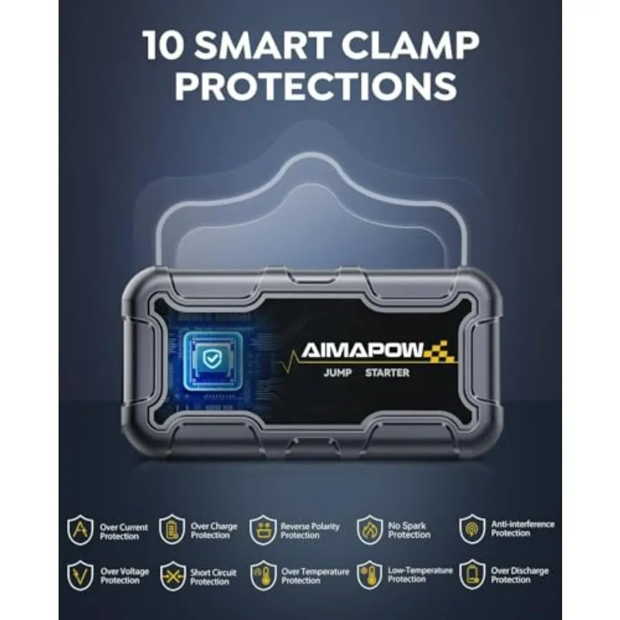 Portable Car Battery Jump Starter 8000A 20000mAh Jump Box with Fast Charge & Built-in Light — Compatible with All Gas Engines