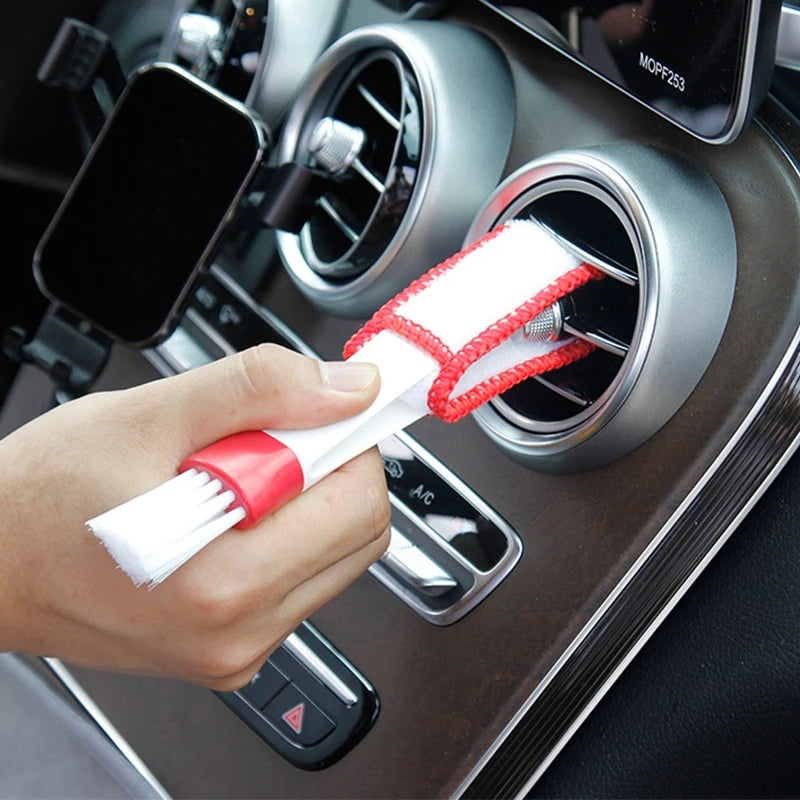 Double-Head Car Interior Cleaning Brush — Air Vent, Dashboard & Keyboard Dust Remover