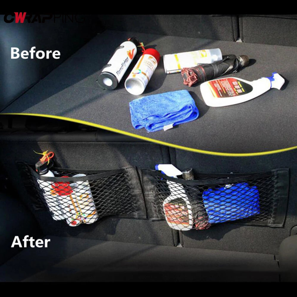 Car Trunk Nylon Mesh Net Organizer — Elastic Storage Bag for Auto Back & Rear Trunk