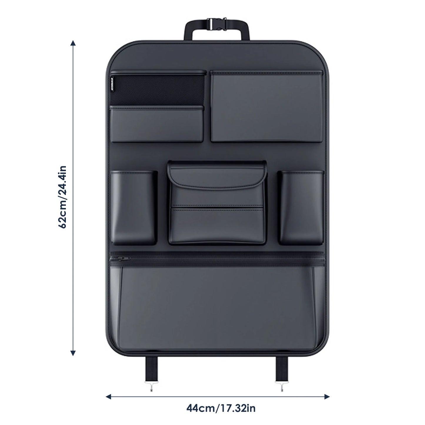 Premium PU Leather Car Seat Back & Trunk Organizer — 5-Pocket Multi-Use Storage