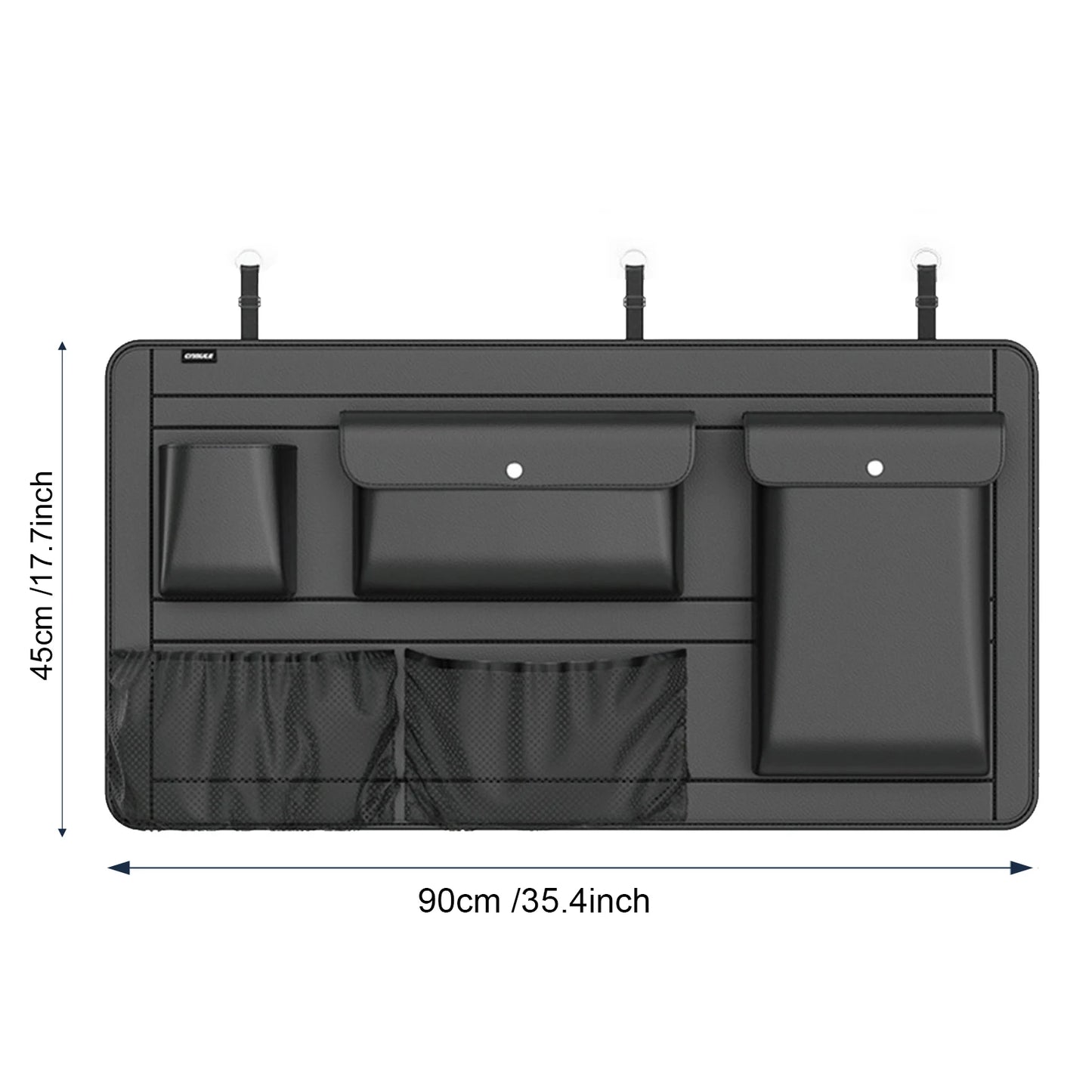 Premium PU Leather Car Seat Back & Trunk Organizer — 5-Pocket Multi-Use Storage