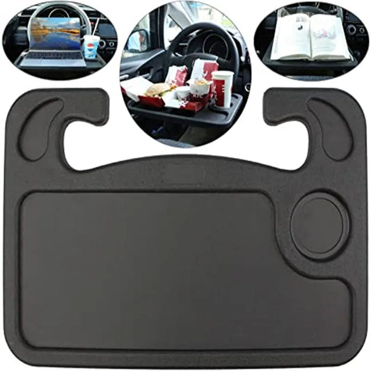 Car Steering Wheel Tray — Portable Lap Desk for Eating, Working & Reading in Your Car