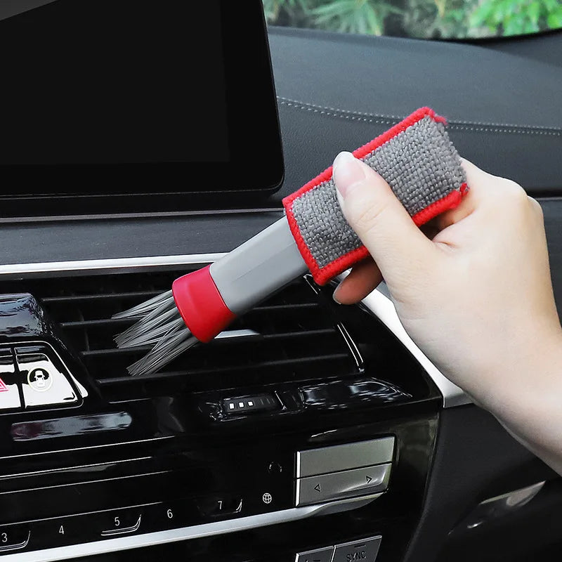Double-Head Car Interior Cleaning Brush — Air Vent, Dashboard & Keyboard Dust Remover
