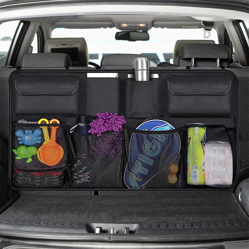 Large Capacity Oxford Car Trunk Hanging Storage Bag — 8-Pocket Waterproof Back Seat Organizer