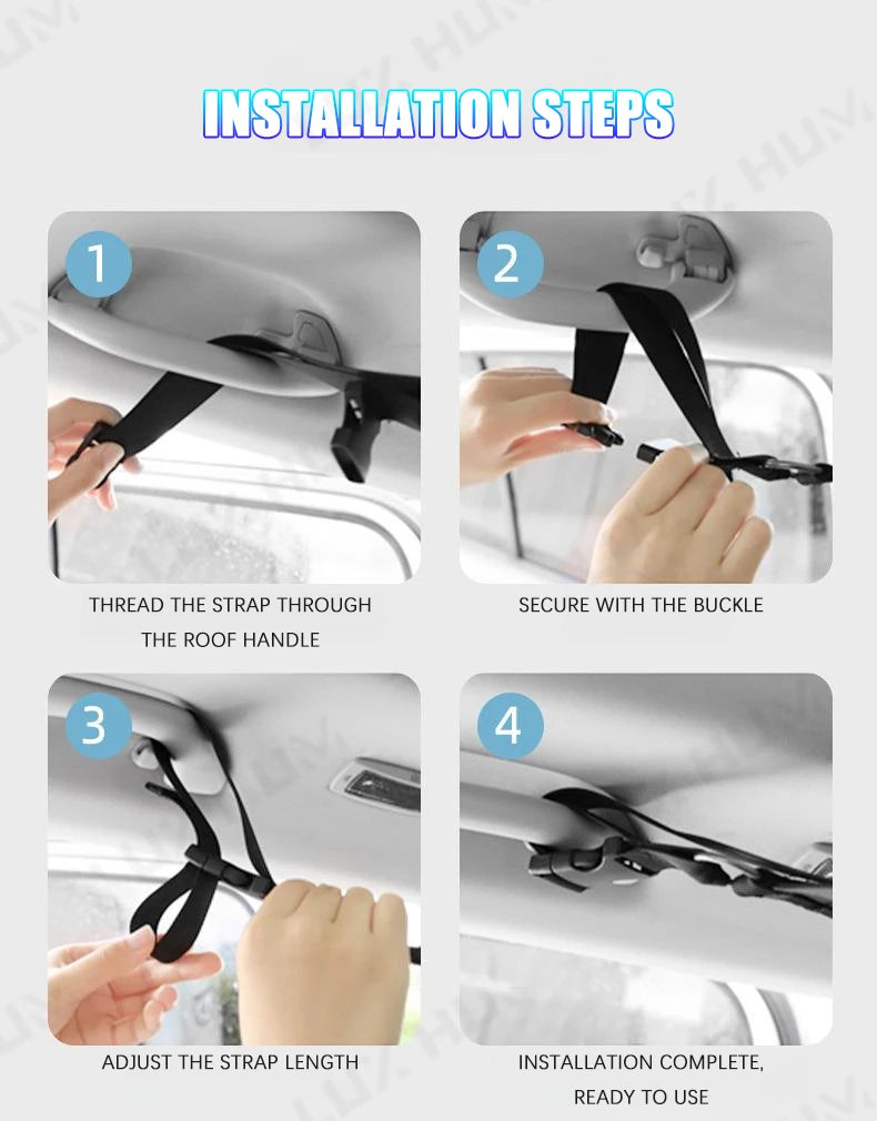 Portable Car Clothes Hanger Rope 10KG Large-Bearing Car Clothesline 83cm-119cm Adjustable Clothes Storage Hanger for Traveling