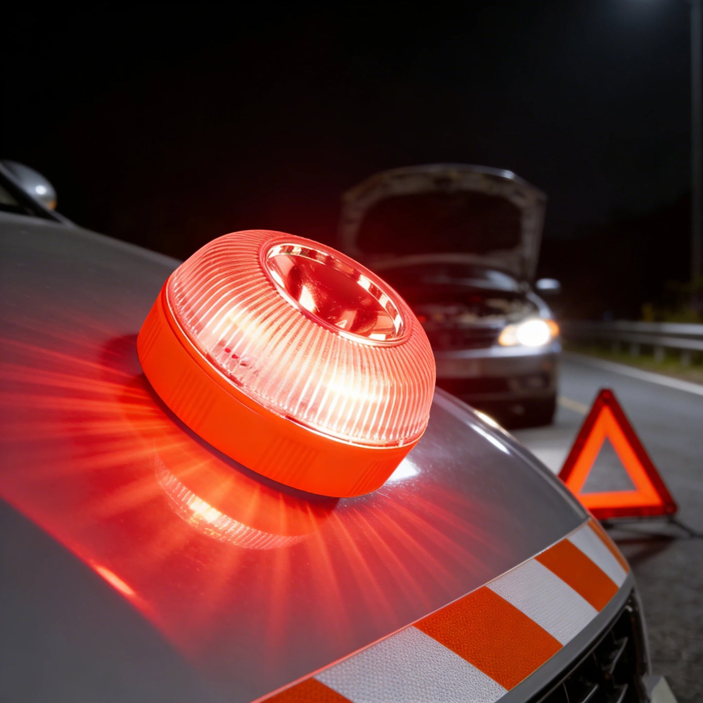 Heinast LED Car Strobe Warning Light — Portable Magnetic Emergency Beacon with Multi-Mode Flashing