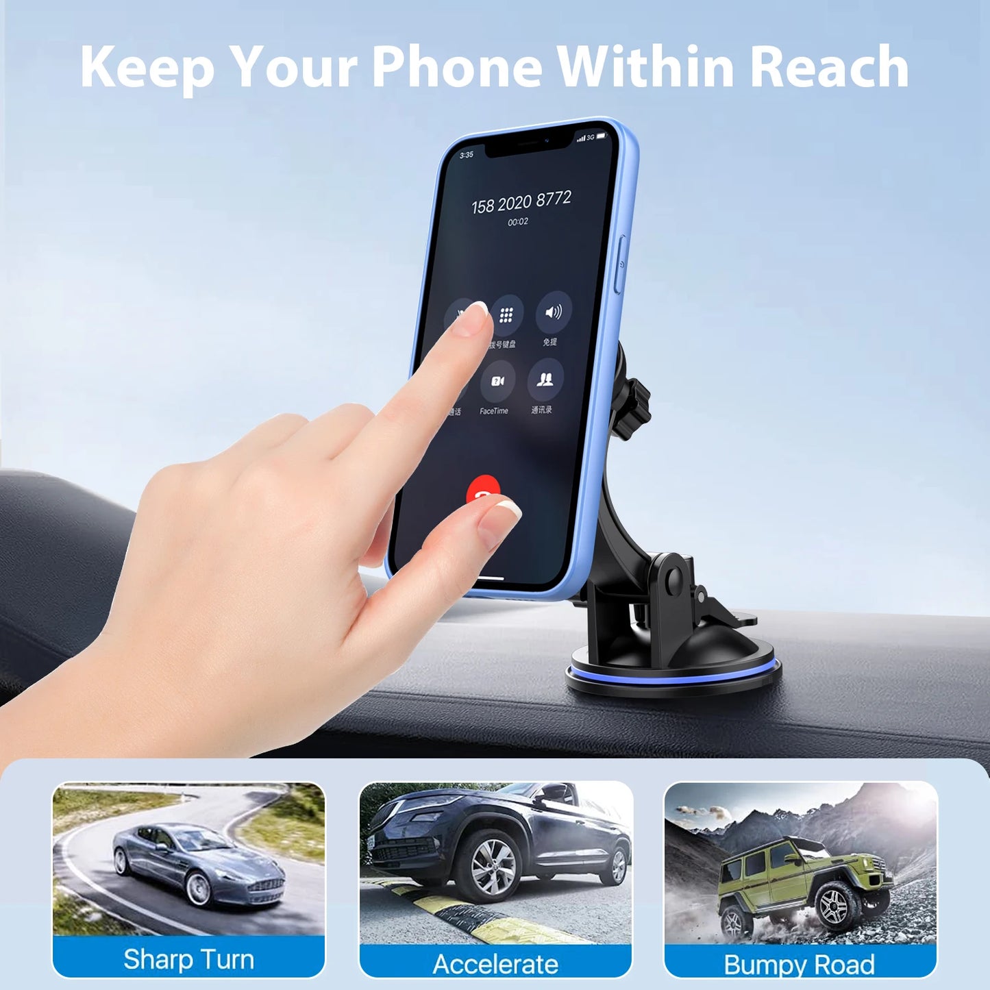 Universal Phone Holder 360° Rotatable — Car Dashboard, Windshield, Bike & Motorcycle Handlebar Mount