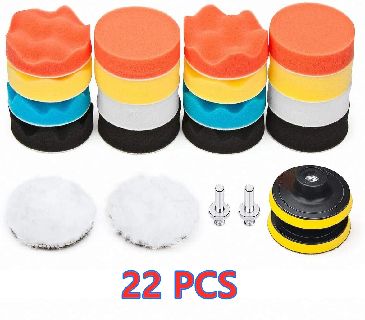 3-Inch Car Polishing Kit — Foam & Wool Buffing Pads for Waxing, Polishing & Headlight Refurbishing | 4 Sets
