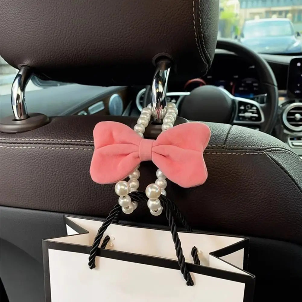 Bowknot Car Hook Elegant Alloy Pearl Car Organizer Clip Car Seat Back Hanger Durable Lovely Bow Knot Car Hook Car Styling