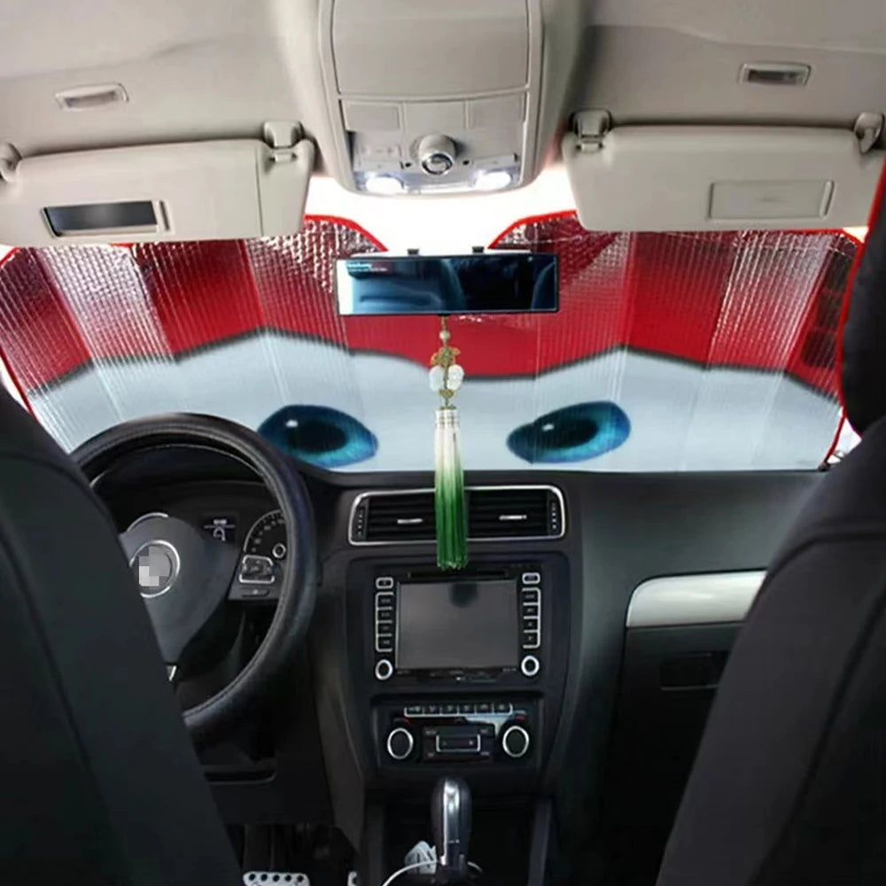 Car Windshield Sunshade with Eye Design — Aluminium Foil UV Sun Visor | 4 Colors