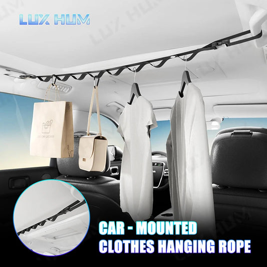Car Clothes Hanger Rope — Adjustable 83-119cm, 10KG Capacity for Travel & Road Trips