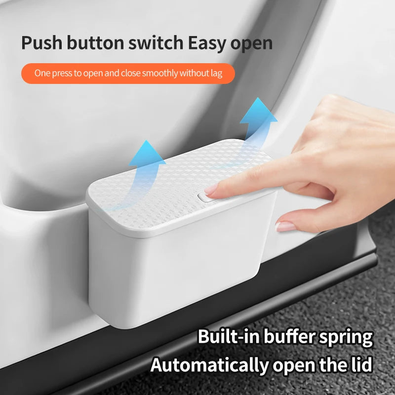 Multifunctional Car Trash Can with Lid Button Hanging Storage Bin for Wet and Dry Use Auto Interior Accessories Organizer Box