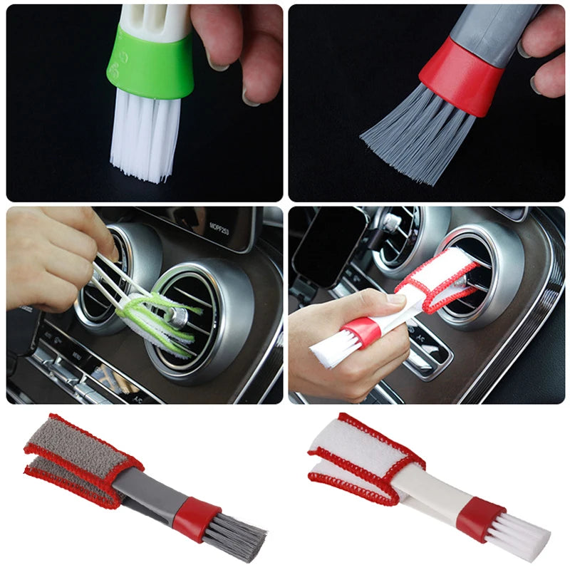 Double-Head Car Interior Cleaning Brush — Air Vent, Dashboard & Keyboard Dust Remover