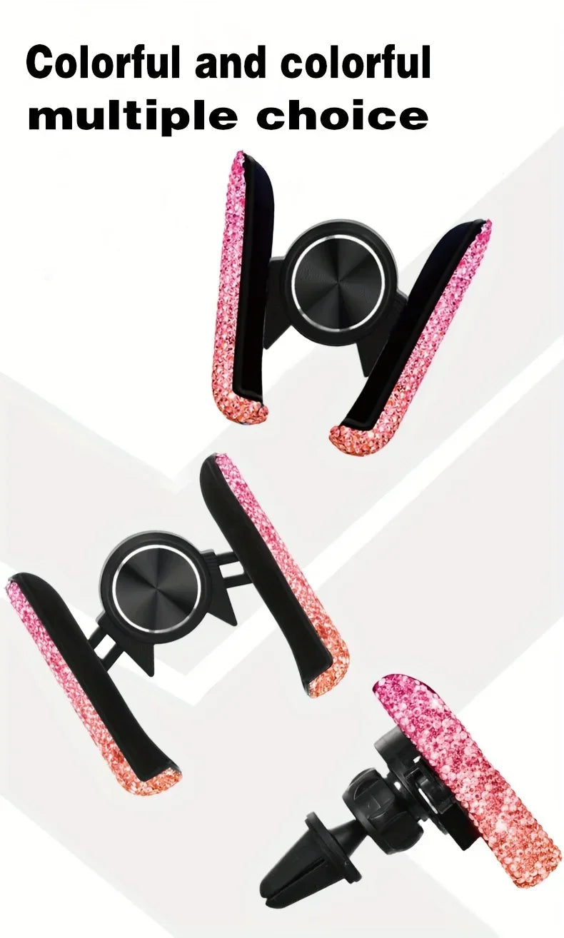Car Phone Holder Diamond Crystal Car Air Vent Mount Clip Mobile Phone Holder Stand in Auto Bracket Interior Accessories