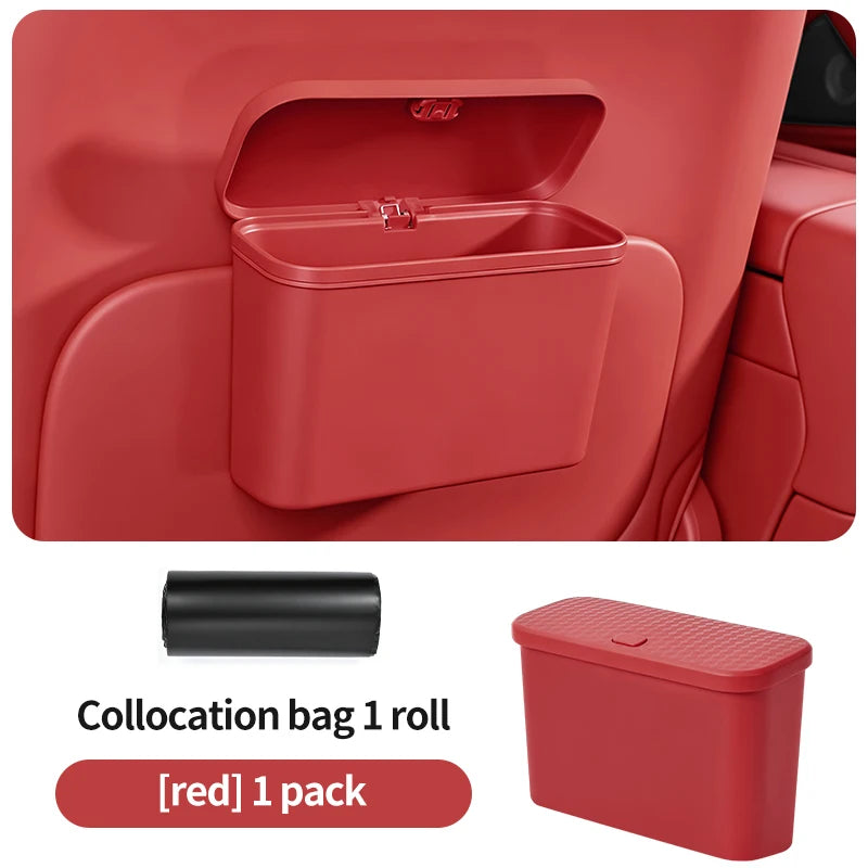 Multifunctional Car Trash Can with Lid Button Hanging Storage Bin for Wet and Dry Use Auto Interior Accessories Organizer Box