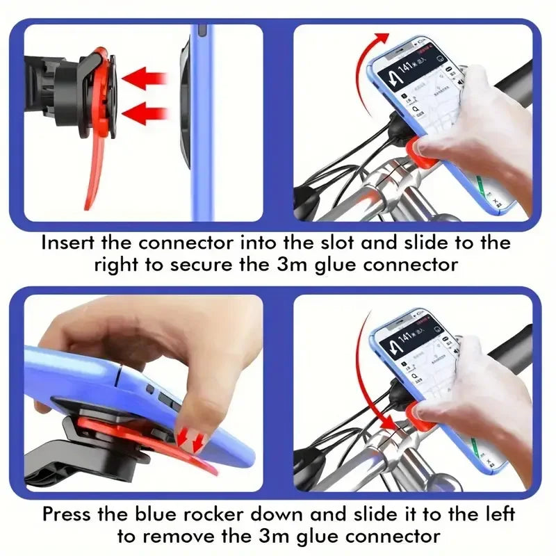 Universal Phone Holder 360° Rotatable — Car Dashboard, Windshield, Bike & Motorcycle Handlebar Mount