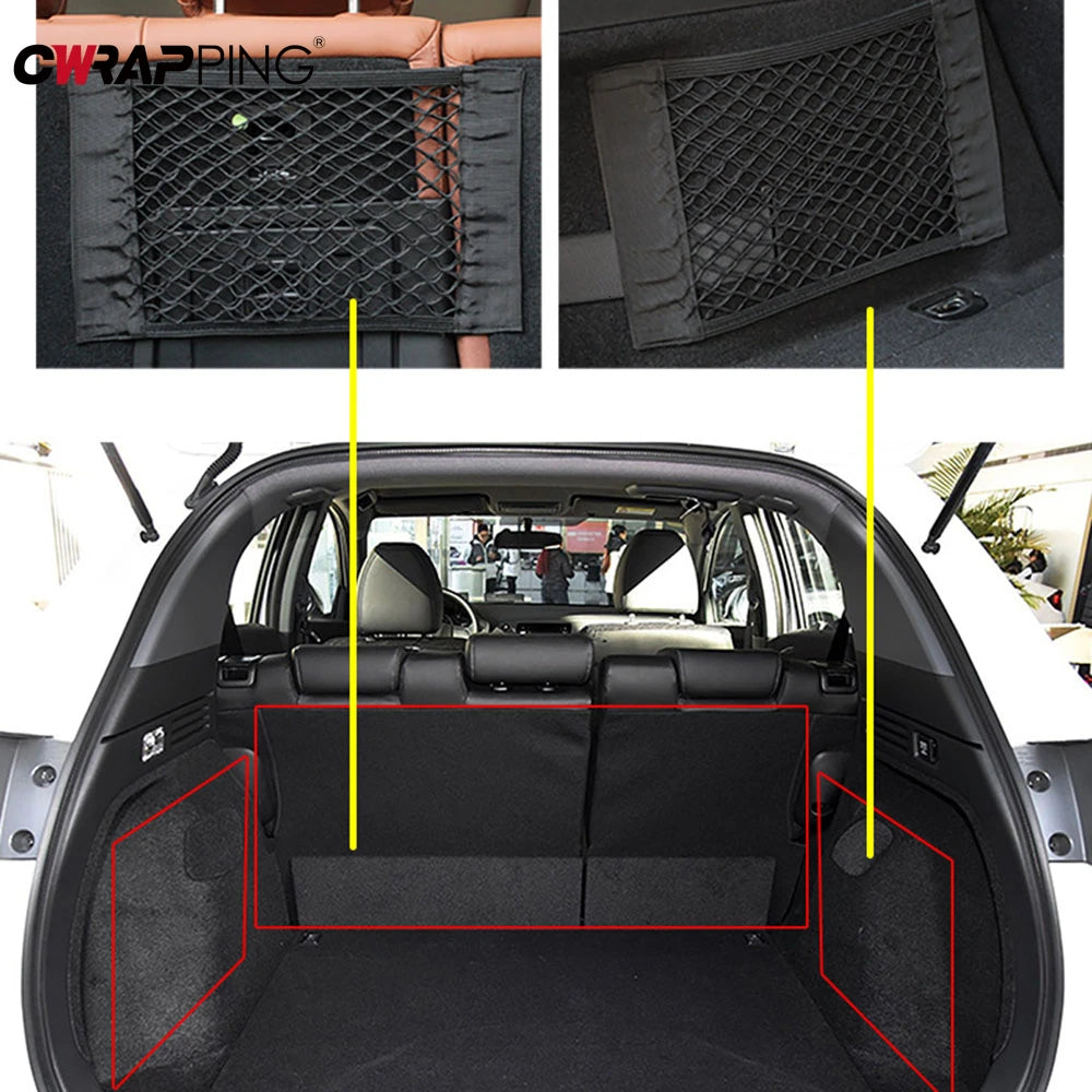 Car Trunk Nylon Mesh Net Organizer — Elastic Storage Bag for Auto Back & Rear Trunk
