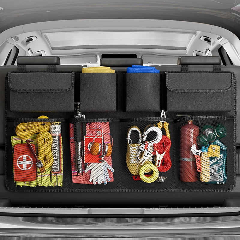 Large Capacity Oxford Car Trunk Hanging Storage Bag — 8-Pocket Waterproof Back Seat Organizer