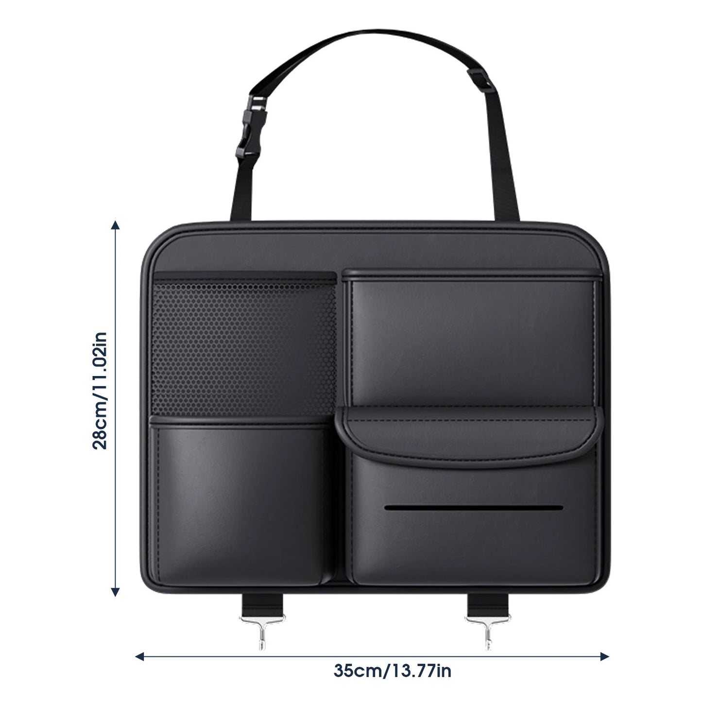 Premium PU Leather Car Seat Back & Trunk Organizer — 5-Pocket Multi-Use Storage
