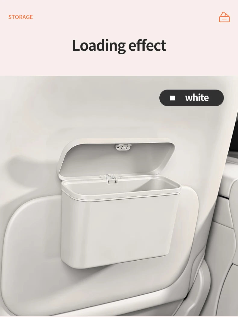 Multifunctional Car Trash Can with Lid Button Hanging Storage Bin for Wet and Dry Use Auto Interior Accessories Organizer Box