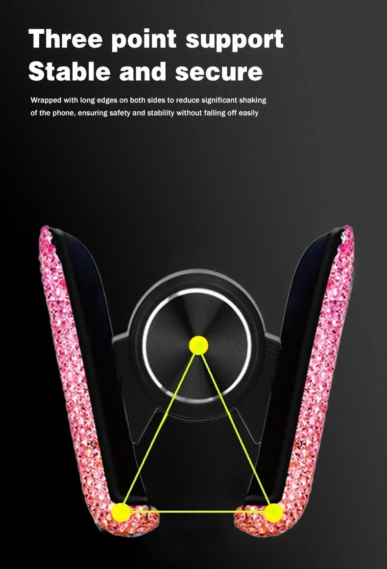 Car Phone Holder Diamond Crystal Car Air Vent Mount Clip Mobile Phone Holder Stand in Auto Bracket Interior Accessories