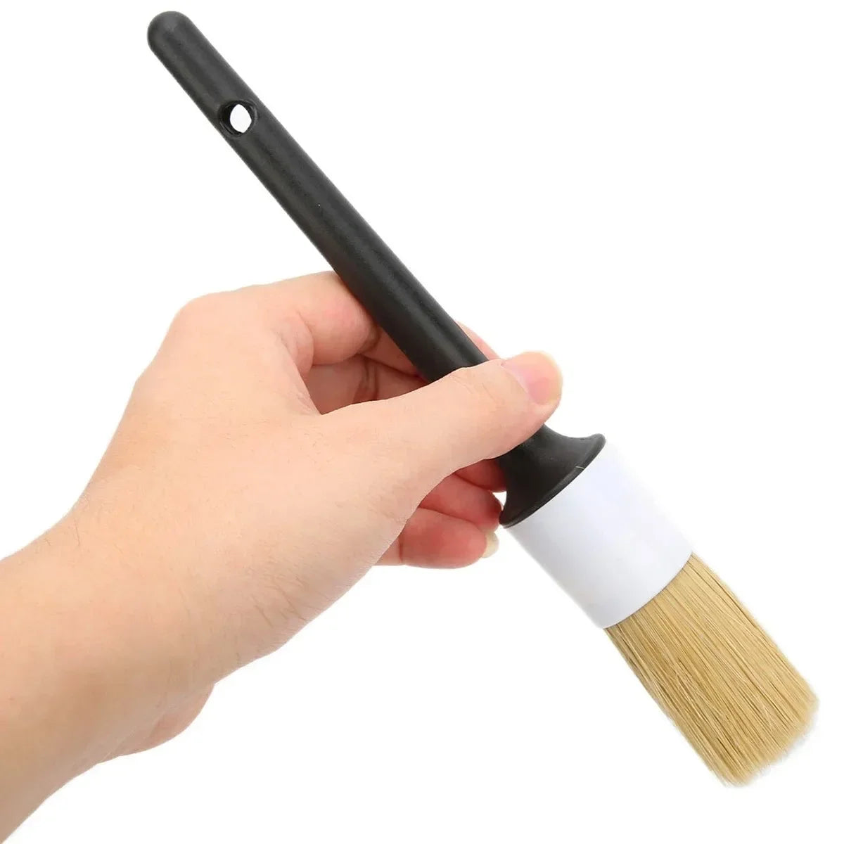 Car Detailing Brush Set — Natural Boar Hair Brushes for Air Vents, Rims & Interior Cleaning