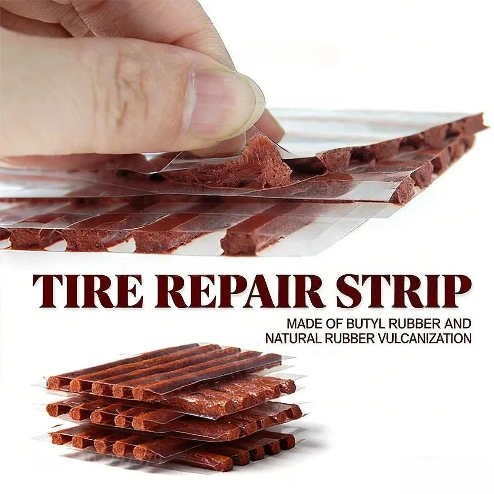 Portable Car Tire Puncture Repair Kit T-Handle Tools Glue Strips Universal for Truck Motorcycle RV Roadside Safety