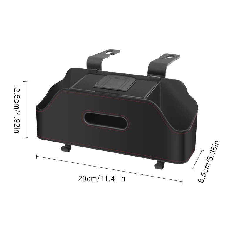 Car Backseat 3-in-1 Organizer Storage Box — Cup Holder, Tissue & Phone Slot with Hooks | 4 Colors