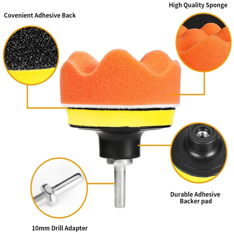 3-Inch Car Polishing Kit — Foam & Wool Buffing Pads for Waxing, Polishing & Headlight Refurbishing | 4 Sets