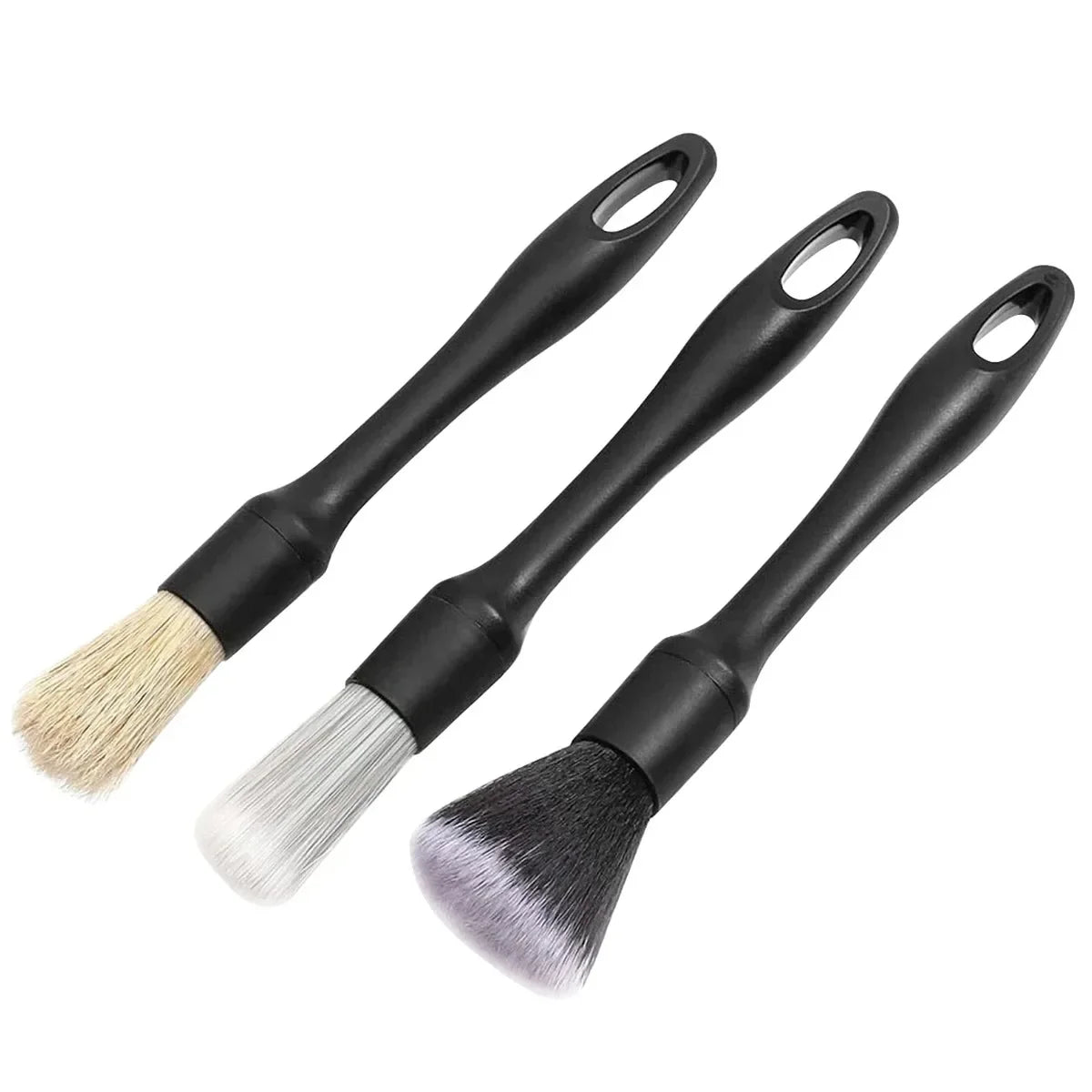 Car Detailing Brush Set — Natural Boar Hair Brushes for Air Vents, Rims & Interior Cleaning