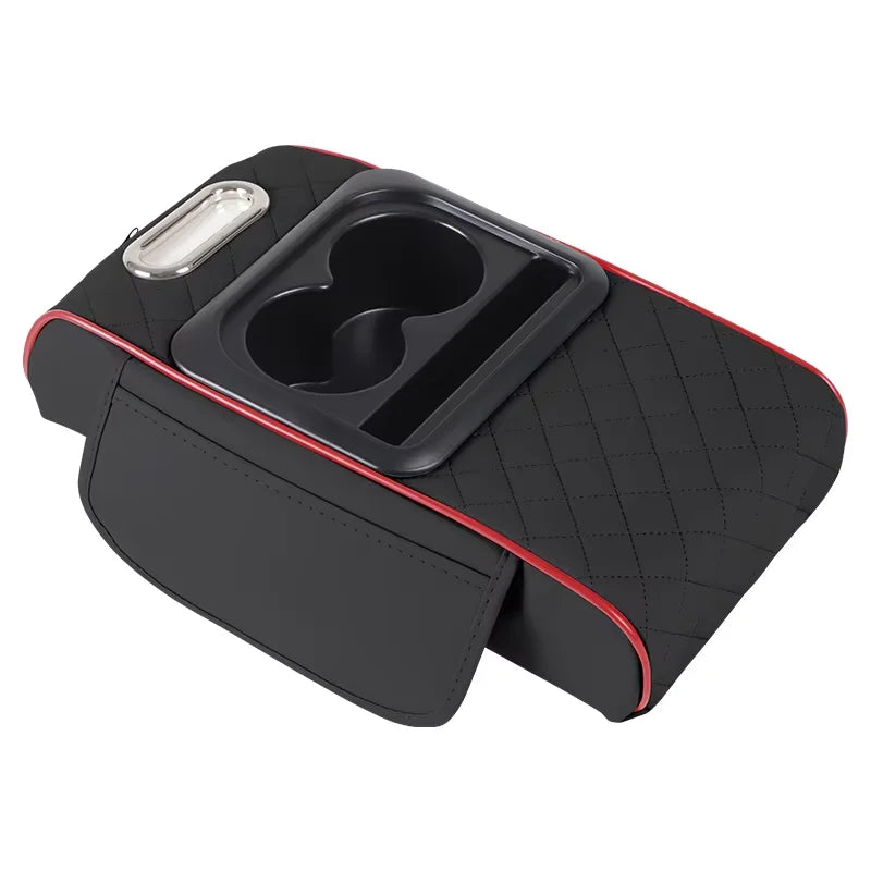 Car Armrest Storage Box — Center Console Organizer with Heightening Cushion & Cup Holder | 2 Colors