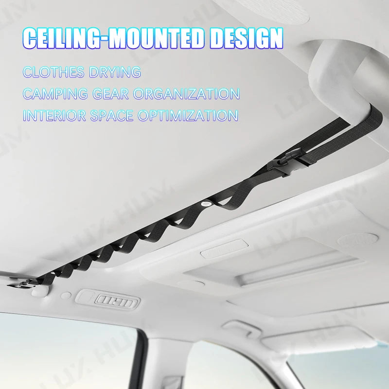 Portable Car Clothes Hanger Rope 10KG Large-Bearing Car Clothesline 83cm-119cm Adjustable Clothes Storage Hanger for Traveling